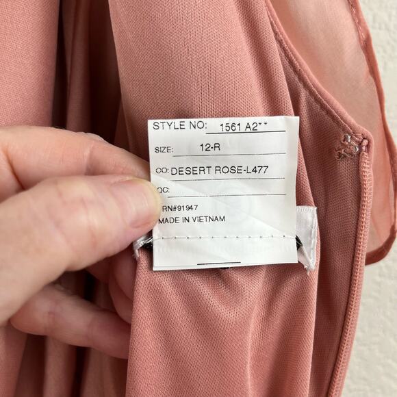 After Six Desert Rose Draped One Shoulder Maxi Dress Gown Scarf Bow 12/Med NWT - Picture 12 of 14